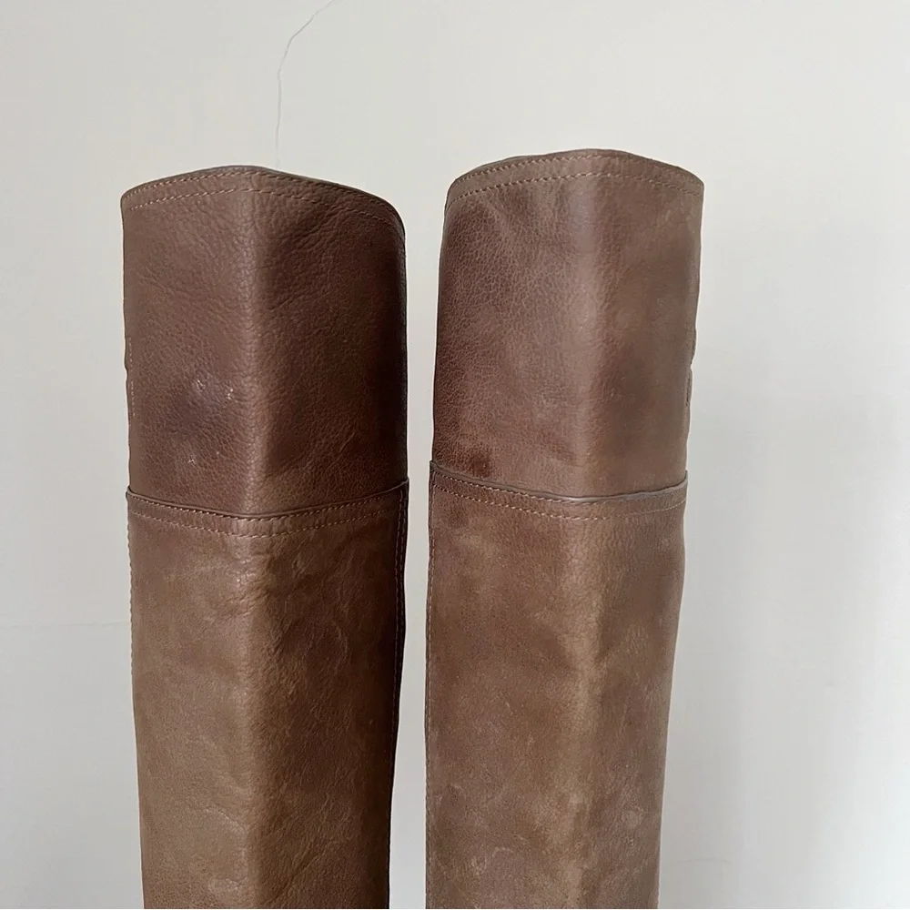 Tory Burch • Simone Over-the-Knee Boots leather Weathered Brown taupe grey